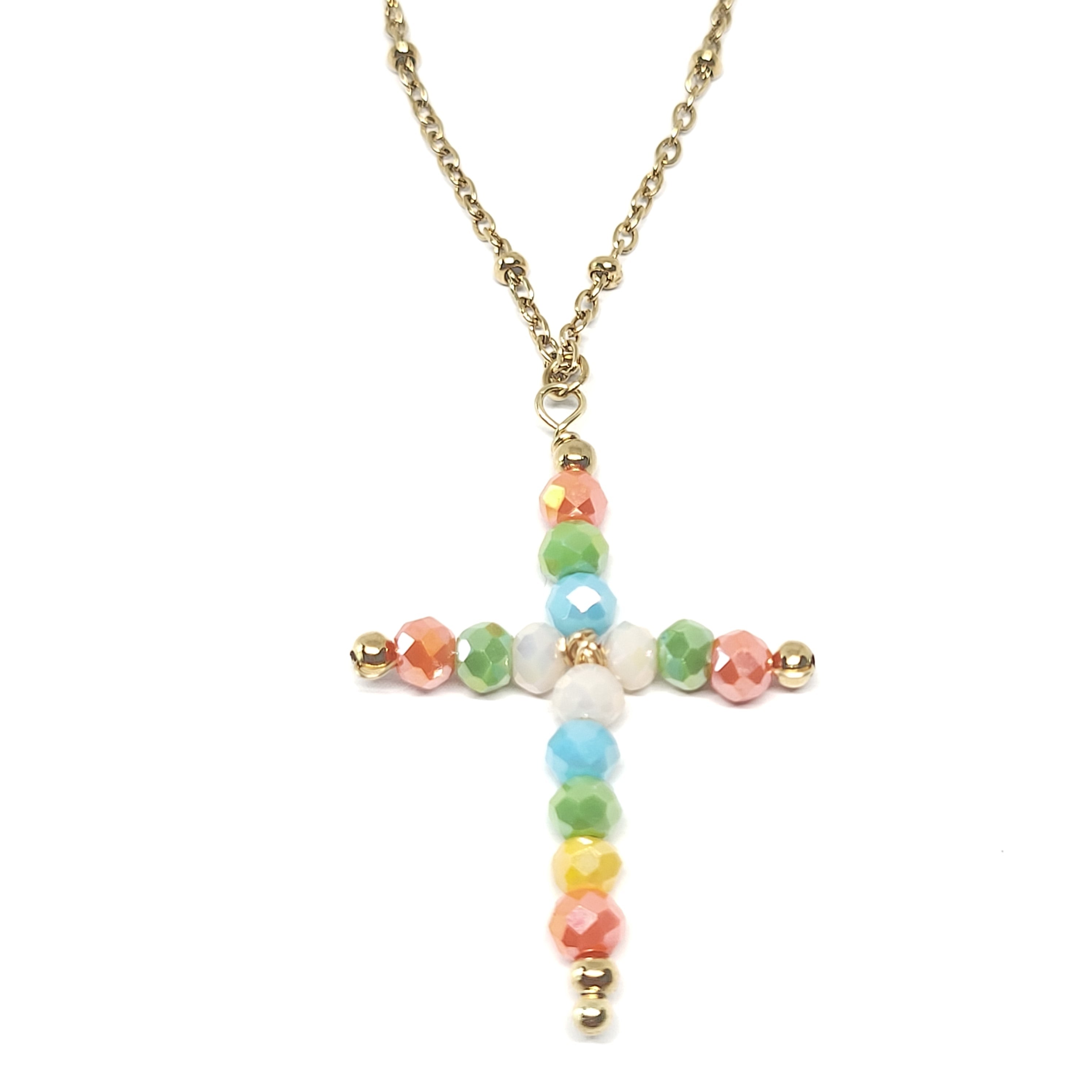COLGANTE THEIA PIEDRAS MULTICOLOR BAÑADO EN ORO